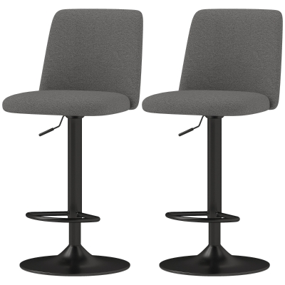 HOMCOM Tabourets de Bar Pivotants Réglables Tissu Gris Foncé