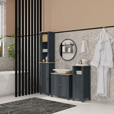 kleankin Meuble Sous-Lavabo 2 Portes Gris 60x30x60 cm