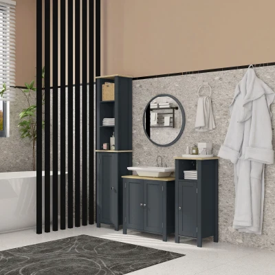 kleankin Meuble Sous-Lavabo 2 Portes Gris 60x30x60 cm