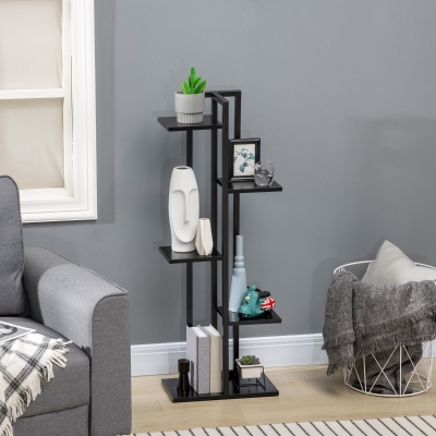 Outsunny Échelle Porte-Fleurs 5 Niveaux MDF Acier Noir