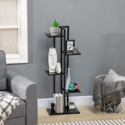 Outsunny Échelle Porte-Fleurs 5 Niveaux MDF Acier Noir