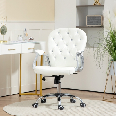 Vinsetto Chaise Bureau Ergonomique Blanc avec Accoudoirs
