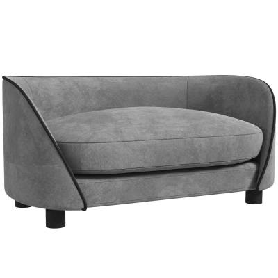 PawHut Canapé Chien Velours Gris Housse Amovible Lavable