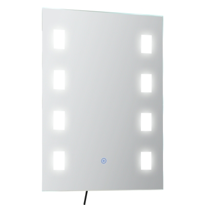 kleankin Espejo de Baño con Luz LED con Función de Antivaho Marco de Aluminio e Interruptor Táctil 70x50 cm Plata