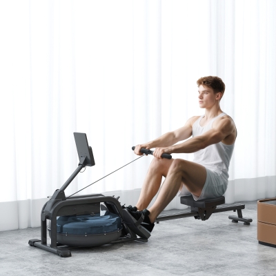 SPORTNOW Water Rowing Machine Home Gym Adjustable Resistance