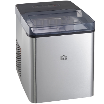 HOMCOM Máquina de Hacer Hielo 9 Cubitos de Hielo en 6-12 Minutos 15 kg en 24h 2 Tamaños de Cubitos 25,2x37,5x31,2 cm Negro
