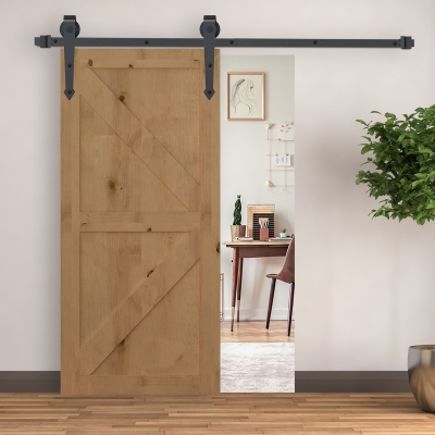 HOMCOM Rail Porte Coulissante Métal 2m 100kg Brun