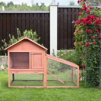 PawHut Enclos Bois 2 Étages Toit Asphalte 144x64,5x100cm