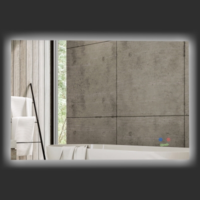 kleankin Specchio Bagno con Luce e Anti-Appannamento 90x60cm