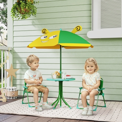 AIYAPLAY Ensemble Enfants Table, Chaises, Parasol Abeilles Vert/Jaune