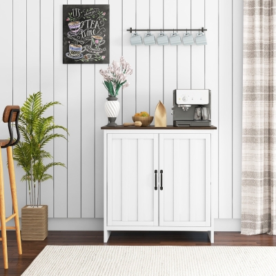 HOMCOM Buffet Cuisine Moderne Blanc 2 Portes Étagère Réglable