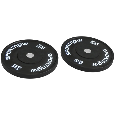 SPORTNOW 2 Disques 10kg Haltères Ø5cm Noir