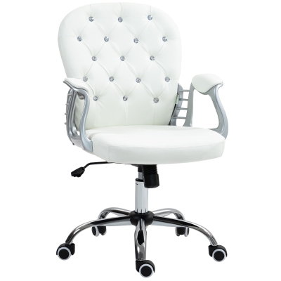 Vinsetto Chaise Bureau Ergonomique Blanc avec Accoudoirs
