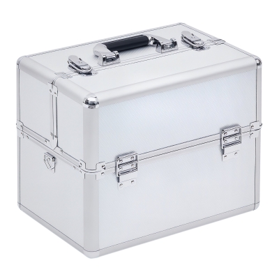 HOMCOM Valigetta Porta Trucchi 3 Livelli con 2 Serrature Argento