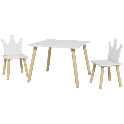 AIYAPLAY Set Table + 2 Chaises Enfants Blanc Âge 3-6 Ans