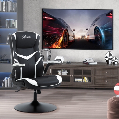 Vinsetto Chaise Gaming Ergonomique Réglable Noir Blanc