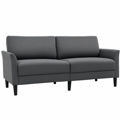 HOMCOM Canapé 3 Places Contemporain Polyester Gris