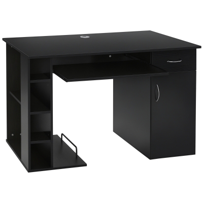 HOMCOM Bureau Informatique Multi-Rangements Noir 120x60 cm