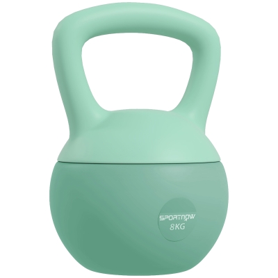 SPORTNOW Pesa Rusa 8 kg Kettlebell Relleno de Arena Metálica y Mango Antideslizante para Entrenamiento en Casa 19x19x28 cm Verde
