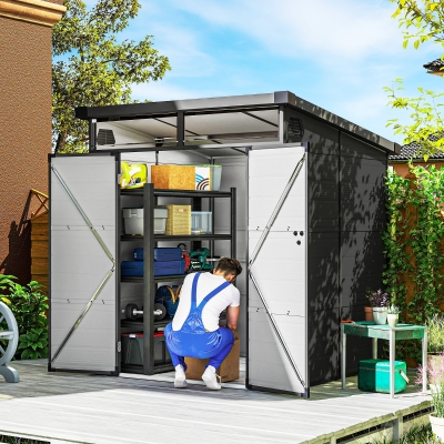 Garden Storage Shed 190W x 191D x 215H cm Dark Grey