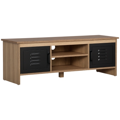 HOMCOM Meuble TV 110cm Industriel Bois Métal Noir