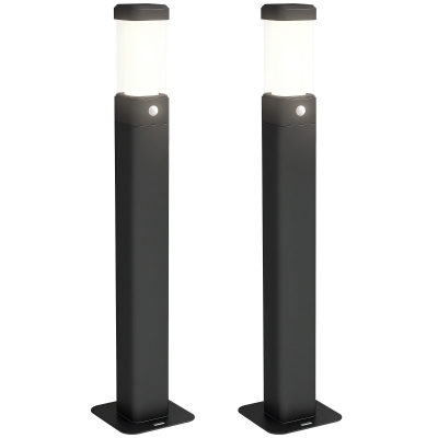 Outsunny Set de 2 lampi de exterior, stalpi luminoase LED, Etanche IP65, Lumina pentru alei si drumuri, negru