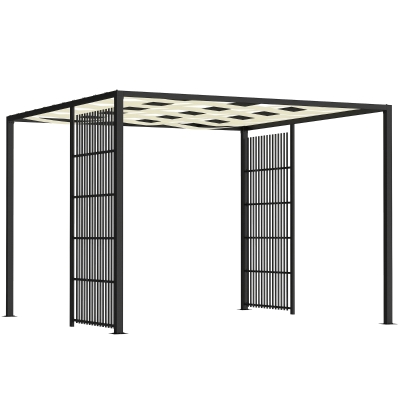Outsunny Pergola da Esterno con Schermi Laterali per Privacy Nero