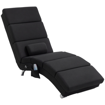 HOMCOM Fotoliu relaxant șezlong de relaxare ergonomic, cu masaj și încălzire, cu telecomandă 56 x 168 x 84 cm negru