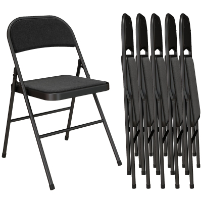 HOMCOM Set de 6 scaune pliante pentru dining scaune portabile cadru din oțel 45 x 46 x 78 cm negru