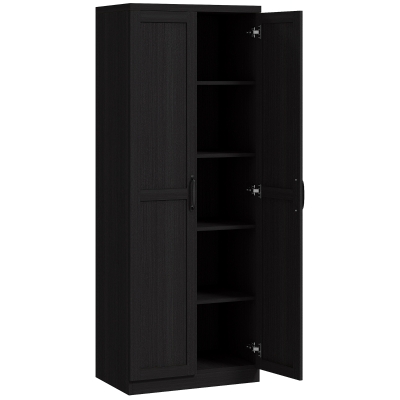 HOMCOM Buffet Cuisine Noir 60x40x160cm avec Portes et Étagères