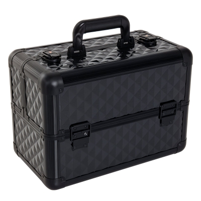 HOMCOM Estuche de Maquillaje Maletín para Maquillaje Organizador Cosméticos Profesional Caja de Belleza Portátil 4 Niveles 35.5x20x25.5cm Aluminio