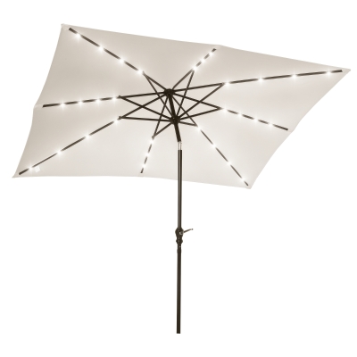 Outsunny Parasol de gradina parasol drept 3 x 2 m luminos rectangular inclinabil parasol LED solar otel poliester crem