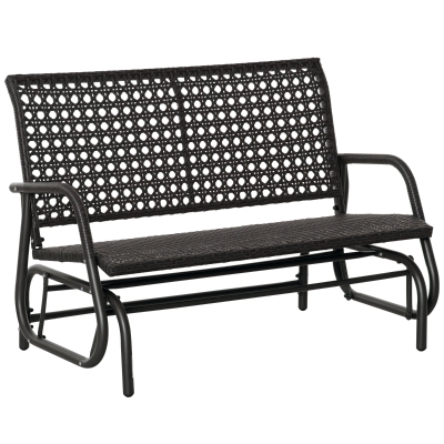 Outsunny Polyrattan Schaukelstuhl 2-Sitzer Gartenbank mit Rückenlehne Schaukelbank für 2 Personen Gartenschaukel Outdoor Bank Sitzbank für Garten Terrasse Park 70 x 120 x 84 cm Grau