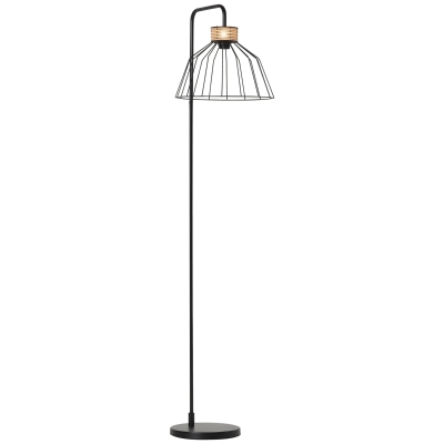 HOMCOM Stehlampe Industriedesign Standleuchte, Bodenschalter, E27 Sockel, Metall Schwarz