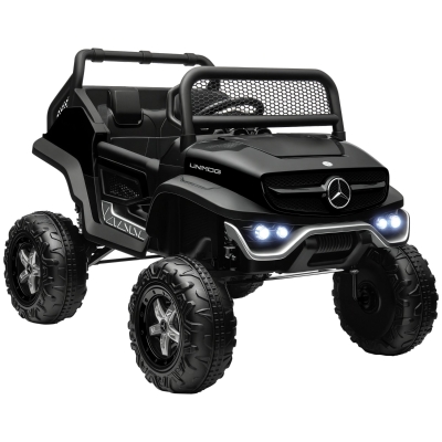 HOMCOM Mercedes 4x4 Enfant 3-8 Ans Noir Télécommande Klaxon