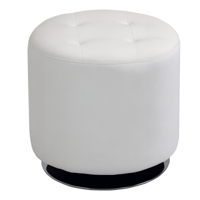 HOMCOM Reposapiés Otomano Giratorio Redondo Tapizado en Piel Sintético Moderno para Dormitorio Entrada Ø45,5x44,5 cm Blanco