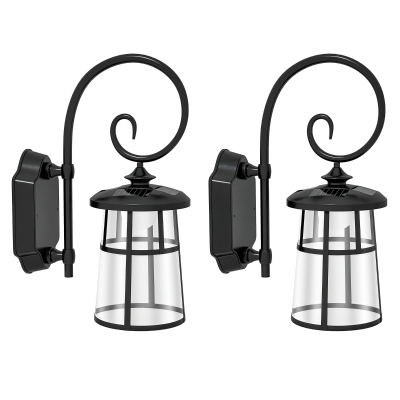 Outsunny Lot de 2 lampe murale aplici solare LED pentru exterior IP44 16,5x25,5x41cm negru
