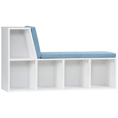HOMCOM Bibliothèque Banc 2-en-1 avec Rangement Blanc Bleu