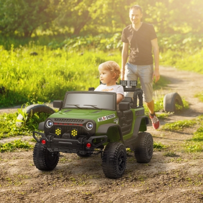 AIYAPLAY Buggy 4x4 mașină electrică pentru copii UTV cu telecomandă 2.4Ghz 2 motoare 12 V verde