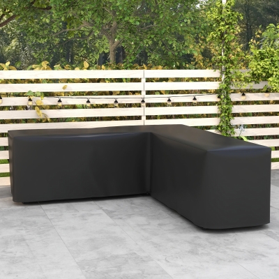 Outsunny Husă de Protecție Impermeabilă Salon de Grădină de Colț 420D Oxford Bâche Exterior Impermeabilă anti-UV 250L x 250l x 79H cm, Negru