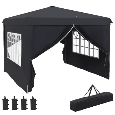 Outsunny Gazebo 3x3 per 6-9 Persone ad Altezza Regolabile Grigio