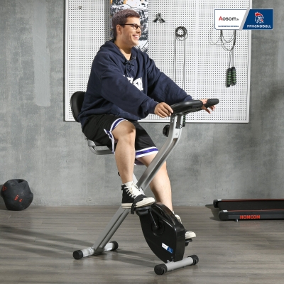 Aosom Vélo d'Appartement Pliable 8 Niveaux Résistance Gris