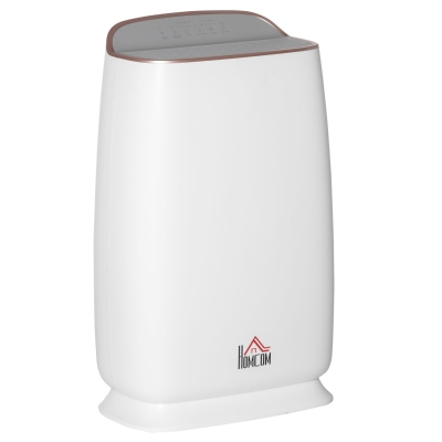 HOMCOM Purificador de Aire con Filtro HEPA de 3 Capas CADR 220 m³/h hasta 28 m² Purificador de Sobremesa 30x17x53 cm Blanco