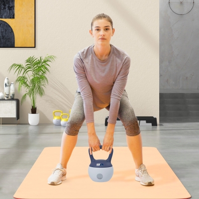 Aosom Kettlebell 10kg Gris/Jaune Poignée Antidérapante