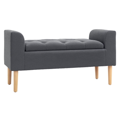HOMCOM Banquette Coffre Chesterfield Lin Gris