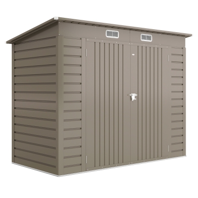 Garden Storage Shed 249W x 121D x 166/183Hcm Light Grey
