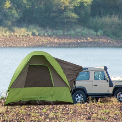 Outsunny Cort auto, cort de camping, cort de călătorie, pentru 4-5 persoane, fibră de sticlă, poliester, verde, 300 x 300 x 230 cm
