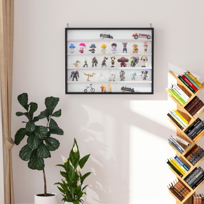 HOMCOM Vetrinetta 80cm x 9.5cm x 60cm Nero, Bianco
