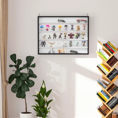HOMCOM Vetrinetta 80cm x 9.5cm x 60cm Nero, Bianco