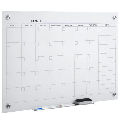 Vinsetto Whiteboard Kalender 90 x 60cm Wandkalender mit Stiftablage Trocken Abwischbar Wochenplaner mit 4 Stifte, Radierer, Monatskalender für Büro Schule Küche Zuhause